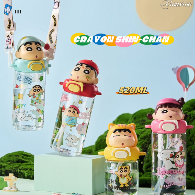 บริการจัดส่งในพื้นที่)X.Crayon Shin-Chan ถ้วยน้ําเด็ก 520ml ถ้วยฟางความจุขนาดใหญ่ tritan พลาสติกถ้วย