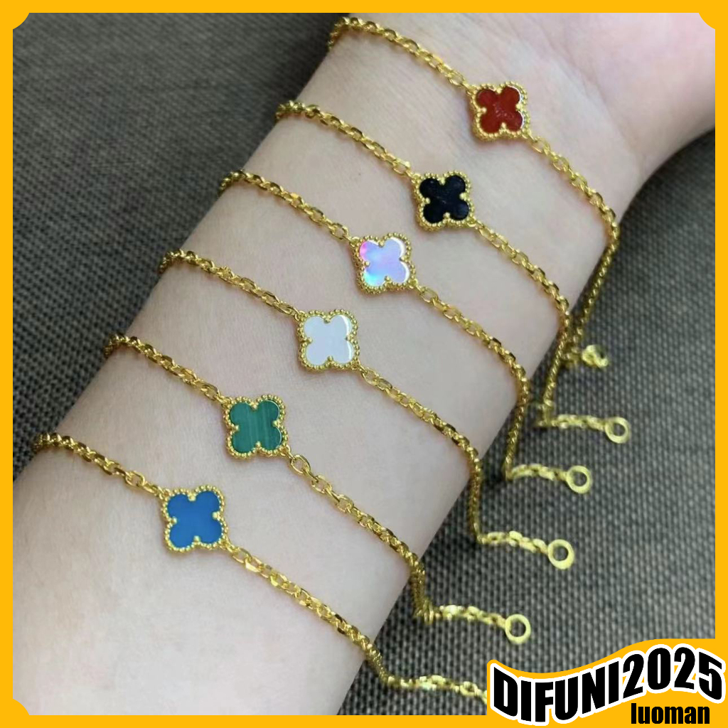 สร้อยข้อมือสุภาพสตรีซีรีส์นําโชคขนาดเล็กโคลเวอร์สี่ใบ