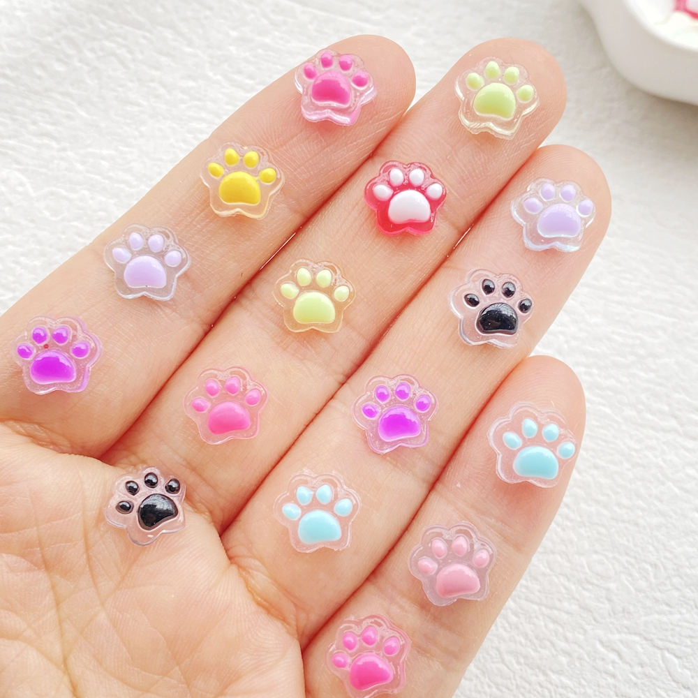50 ชิ้นเรซิ่นผสมสีมินิน่ารักการ์ตูนแมวเล็บเล็บแบนกลับ Rhinestones DIY ตกแต่งอุปกรณ์จัดงานแต่งงานหัตถกรรม