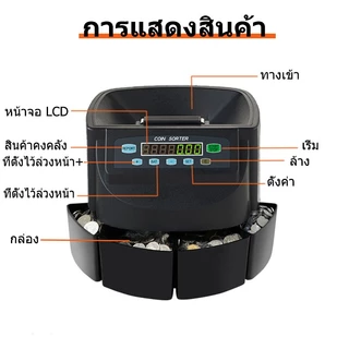 เครื่องนับเหรียญ เครื่องคัดแยกเหรียญ Coin Sorter Coin Counter แยกเหรียญได้ทุกชนิด การคำนวณอย่างรวดเร็ว