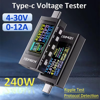 Kws-x1 โวลต์มิเตอร์แบบดิจิตอล 3.3-36V 0-12A Type-C แรงดันไฟฟ้าปัจจุบัน 240W เครื่องทดสอบ USB Fast Charging Trigger Meter HD จอแสดงผล IPS