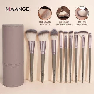 MAANGE ชุดแปรงแต่งหน้า 9 ชิ้น สไตล์เกาหลี ขนนุ่ม พร้อมกล่องเก็บ จำเป็นสำหรับมือใหม่ 51129