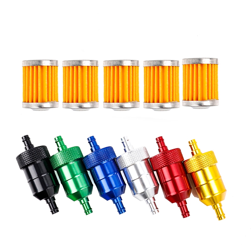 5pcs ล้างทําความสะอาดได้การใช้กรององค์ประกอบ + CNC Alloy เบนซินกรองแก๊สสําหรับ Suzuki Dirt Bike ATV Quad Buggy รถจักรยานยนต์สกู๊ตเตอร์