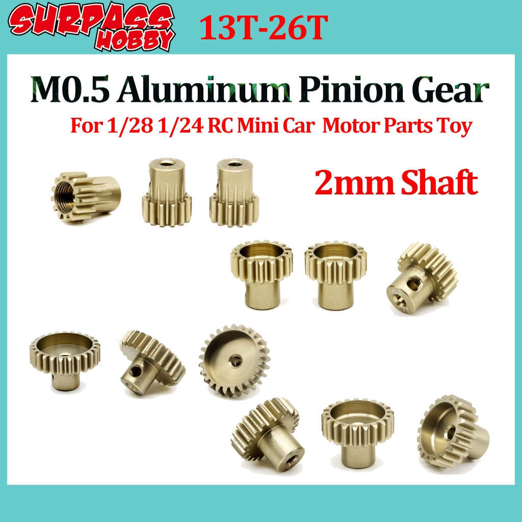 Surpass Hobby M0.5 อลูมิเนียม Pinion เกียร์ 13T-26T 2 มม.มอเตอร์เพลาสําหรับ 1/28 1/24 RC Mini รถ 2WD Buggy โลหะเกียร์มอเตอร์ของเล่นอะไหล่