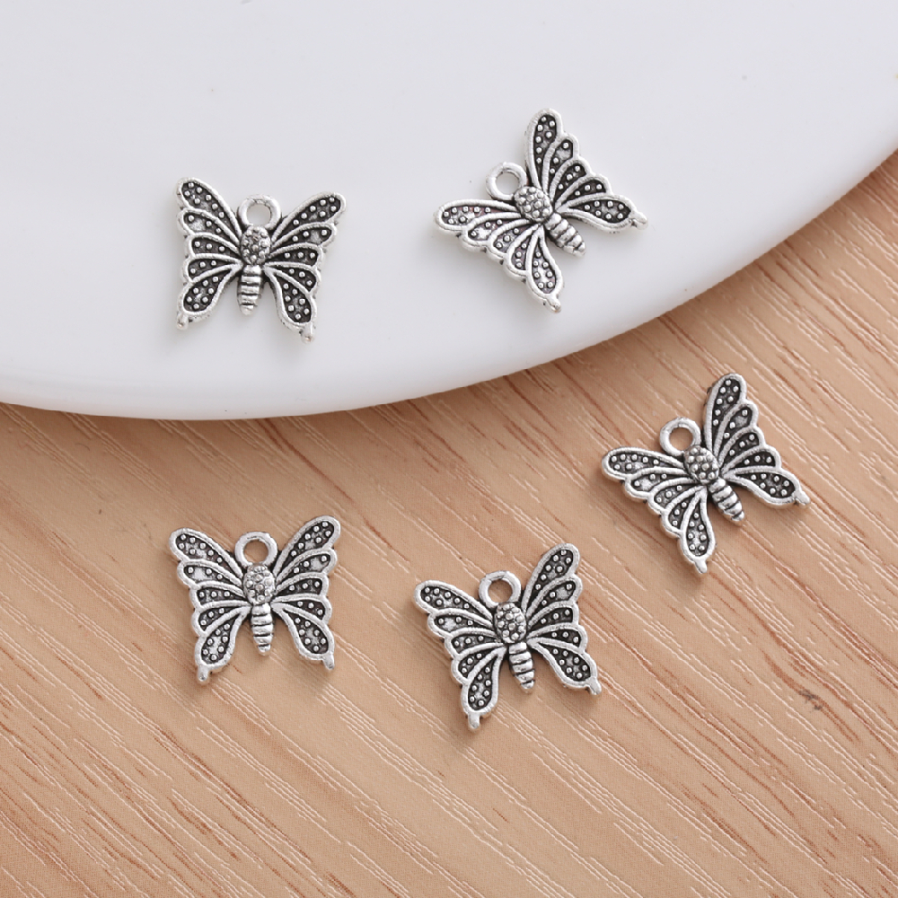 20ชิ้นโลหะผีเสื้อเสน่ห์จี้สําหรับผู้หญิงส่วนบุคคล ทําเอง เครื่องประดับทํางานฝีมือและงานฝีมืออุปกรณ์เสริม