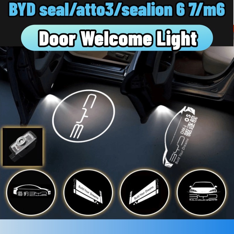Byd seal/atto3/sealion 6/sealion 7/m6 ไฟต้อนรับประตู ไฟต้อนรับพิเศษไฟฉายประตู ไฟ LED ติดข้างประตูรถโปรเจคเตอร์ เซนเซอร์เปิดปิดอัตโนมัติ 1ชิ้น ของแต่งรถยนต