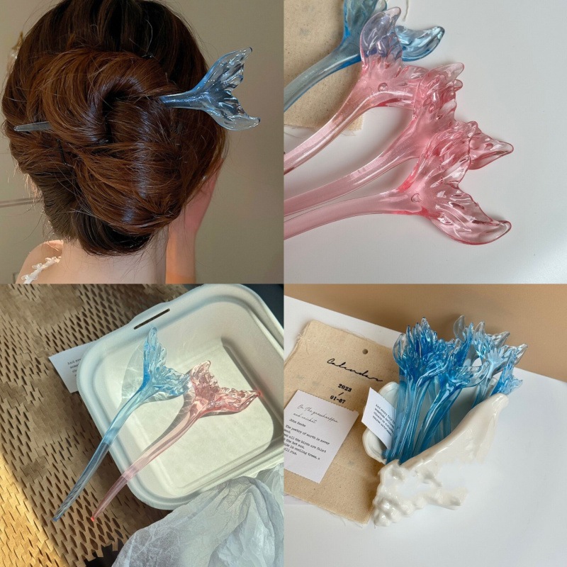 นางเงือกสไตล์เจ้าหญิงจีน Hairpin Fishtail Hairpin สาวอารมณ์ Elegant ด้านหลังหัว Hairpin แฟชั่นอุปกรณ์เสริมผม