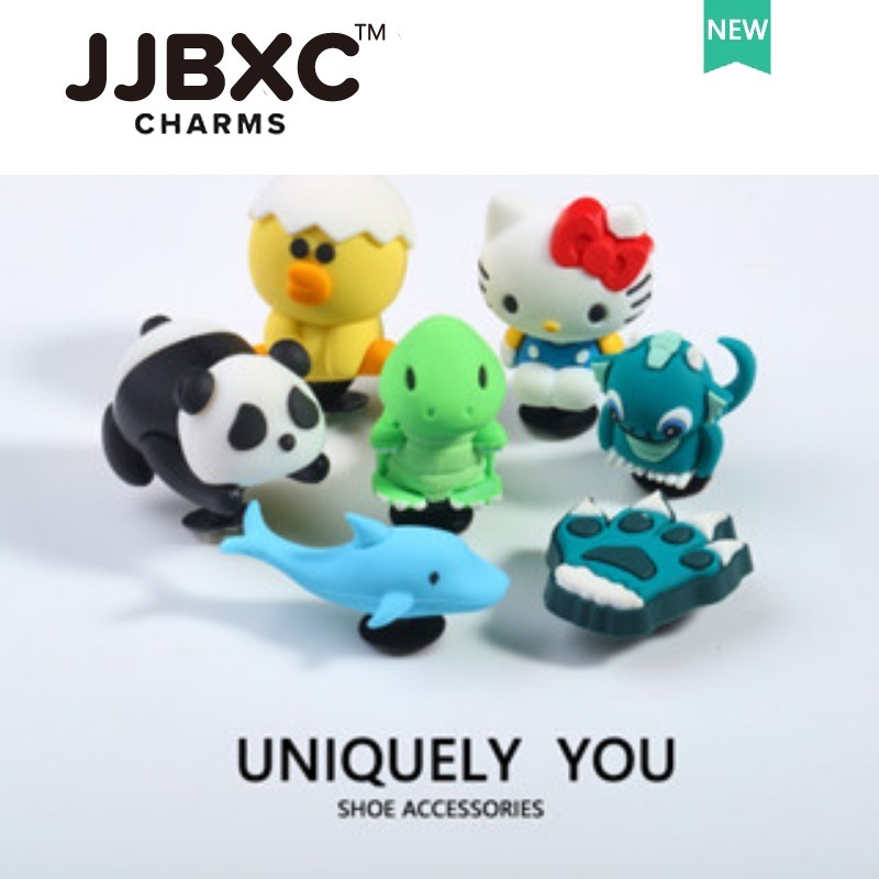 JJBXC ตัวติดรองเท้า charm หัวเข็มขัดตกแต่งรองเท้าน่ารัก ลายปลาโลมา ไดโนเสาร์ การ์ตูน KT cat สำหรับตกแต่งรองเท้าแฟชั่น อุปกรณ์ตกแต่งรองเท้า