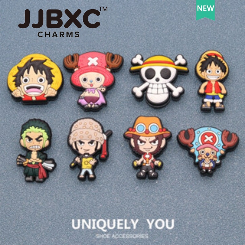JJBXC ตัวติดรองเท้า charm รองเท้าพิเศษตกแต่งด้านบนหัวเข็มขัดชุดการ์ตูน One Piece โซรอน อุปกรณ์ตกแต่งรองเท้า