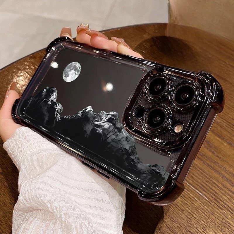 เคส For iPhone 12 Pro max X XS XR XS Max 11 12 Pro ป้องกันการลื่นไถลและทนต่อการสึกหรอ TPU Moon Peak 