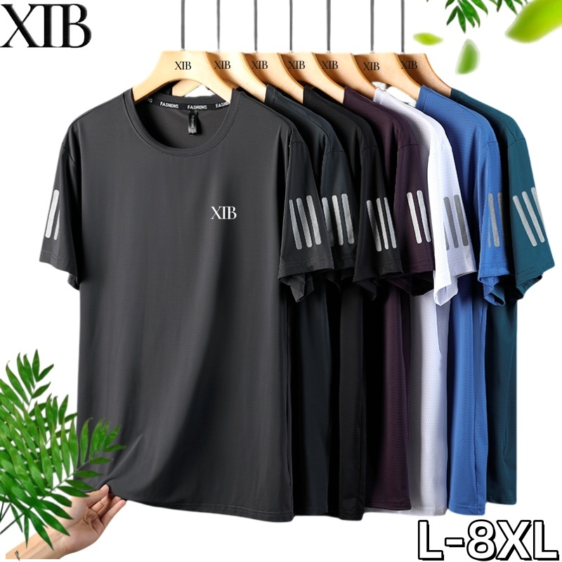 L-8XL XTB ฤดูร้อนขนาดใหญ่ Breathable Casual รอบคอแขนสั้นเสื้อยืดผู้ชายหลวม Quick-Drying ยืดฟิตเนส To