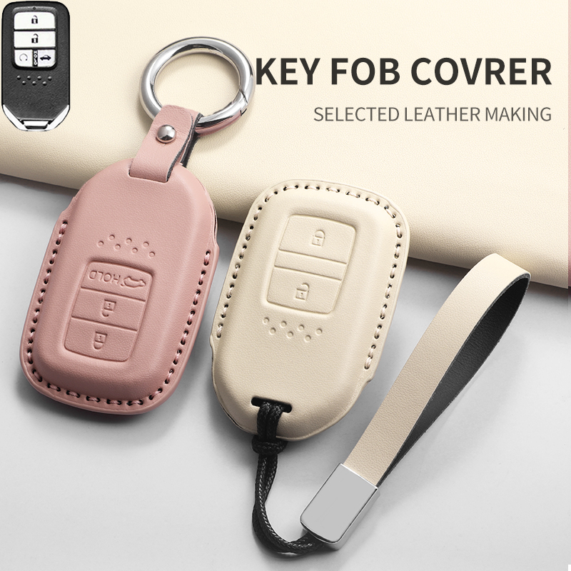 เคสกุญแจรีโมตรถยนต์ เครื่องหนัง สําหรับ Honda City 2024 City rs ehev 2023 Civic FC BRV CRV Accord Jazz Keyless ของแต่งรถยนต์ พวงกุญแจ