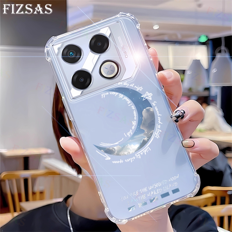 ปลอกซิลิโคนเข้ากันได้สําหรับ infinix GT 20 Pro 5G/GT 30/GT 30 Pro เคสโทรศัพท์กันกระแทกส่วนบุคคล Graffiti Moon Cat รูปแบบฝาครอบใส (FIZSAS FS010)