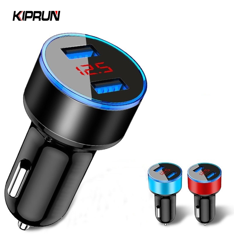 Kiprun Quick Car Charger จอแสดงผลแรงดันไฟฟ้า, 3.1A 5V Dual USB Car Charger จอแสดงผล LED Quick Fast C