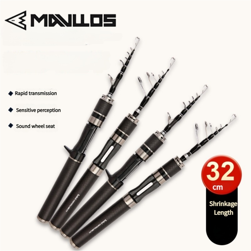 Mavllos NanoCast Carbon Lure Rod 1.5m 1.8m แบบพกพาเดินทางปลาเทราท์ Spinning Casting Rod Lure 2-10g 2-8lb กล้องโทรทรรศน์ตกปลา Rod