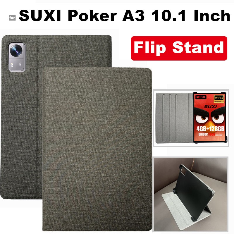 for SUXI Poker A3 10.1 Inch Android Tablet Faux Flip Leather Case Cover with Stand Up Function Cove 