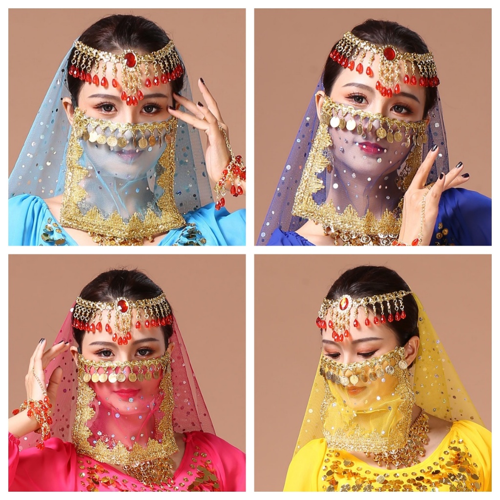 อุปกรณ์เสริม ARABIC DINNER LUXURY WEDDING FOREHEAD CHAIN HEADDRESS ARABIAN FACE VEILA BELLY DANCE CO