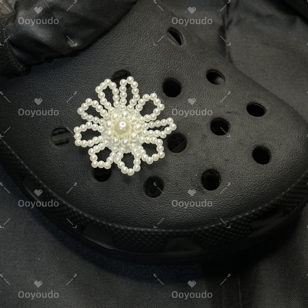 1 ชิ้น Big Rose Pearl ดอกไม้ DIY clog รองเท้าแตะสติกเกอร์ Charm ปุ่มแฟชั่นรองเท้าอุปกรณ์เสริม - รูปที่ 6