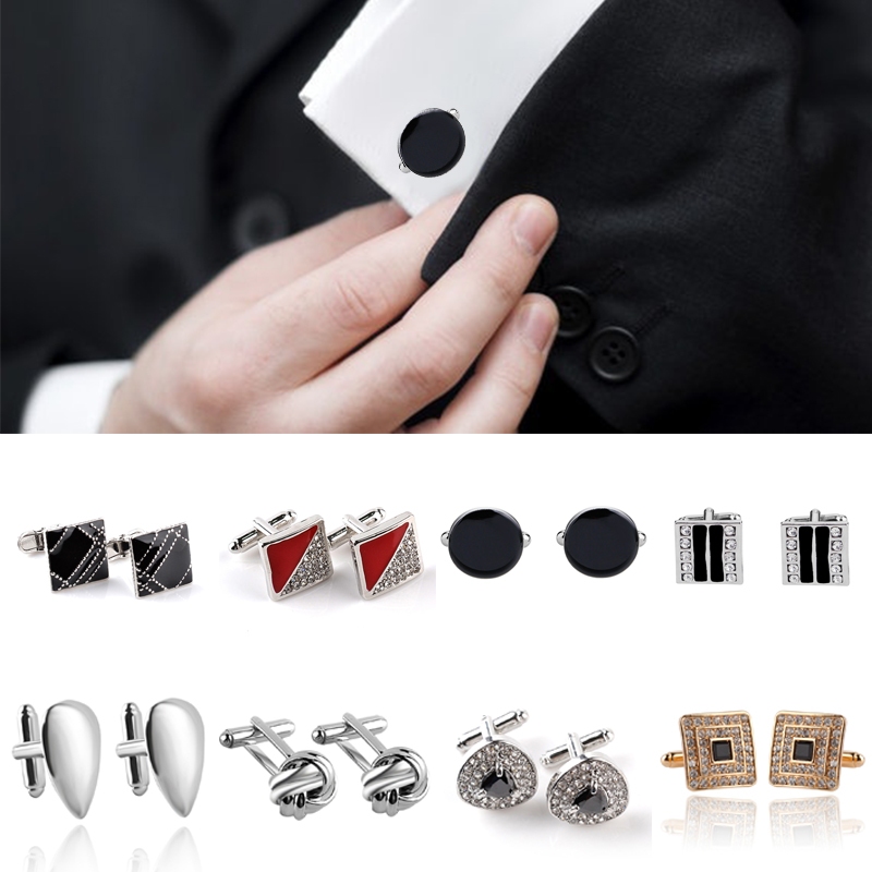 1 คู่ผู้ชายผู้หญิง Cufflinks คริสตัลปุ่มธุรกิจงานแต่งงานเครื่องประดับอุปกรณ์เสริม