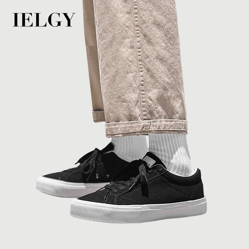 IELGY รองเท้าผ้าใบหนังนิ่มที่ทนต่อการสึกหรอที่เรียบง่ายของผู้ชายทุกการแข่งขัน