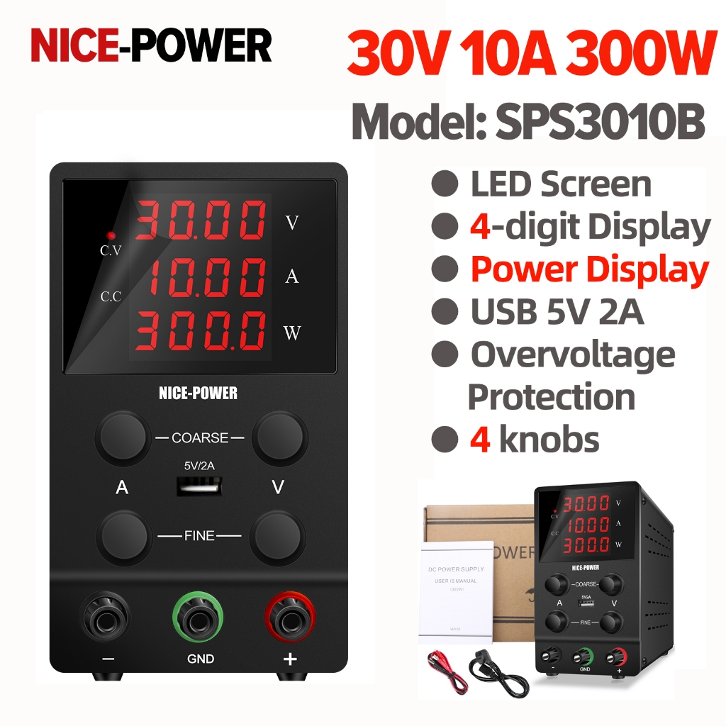 【COD】NICE-POWER แหล่งจ่ายไฟ DC Lab แบบปรับได้ 30V 10A 60V 5A 300W Switching Laboratory Bench Power-Supplies เครื่องปรับแรงดันไฟฟ้า