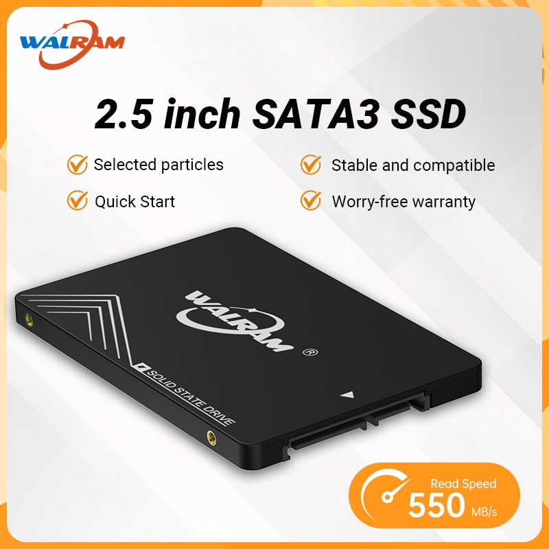Walram SSD 2.5 นิ้ว SATA3 ความจุ 128GB/256GB/512GB 3D TLC สำหรับแล็ปท็อปและพีซี อ่านเร็ว 550MB/s