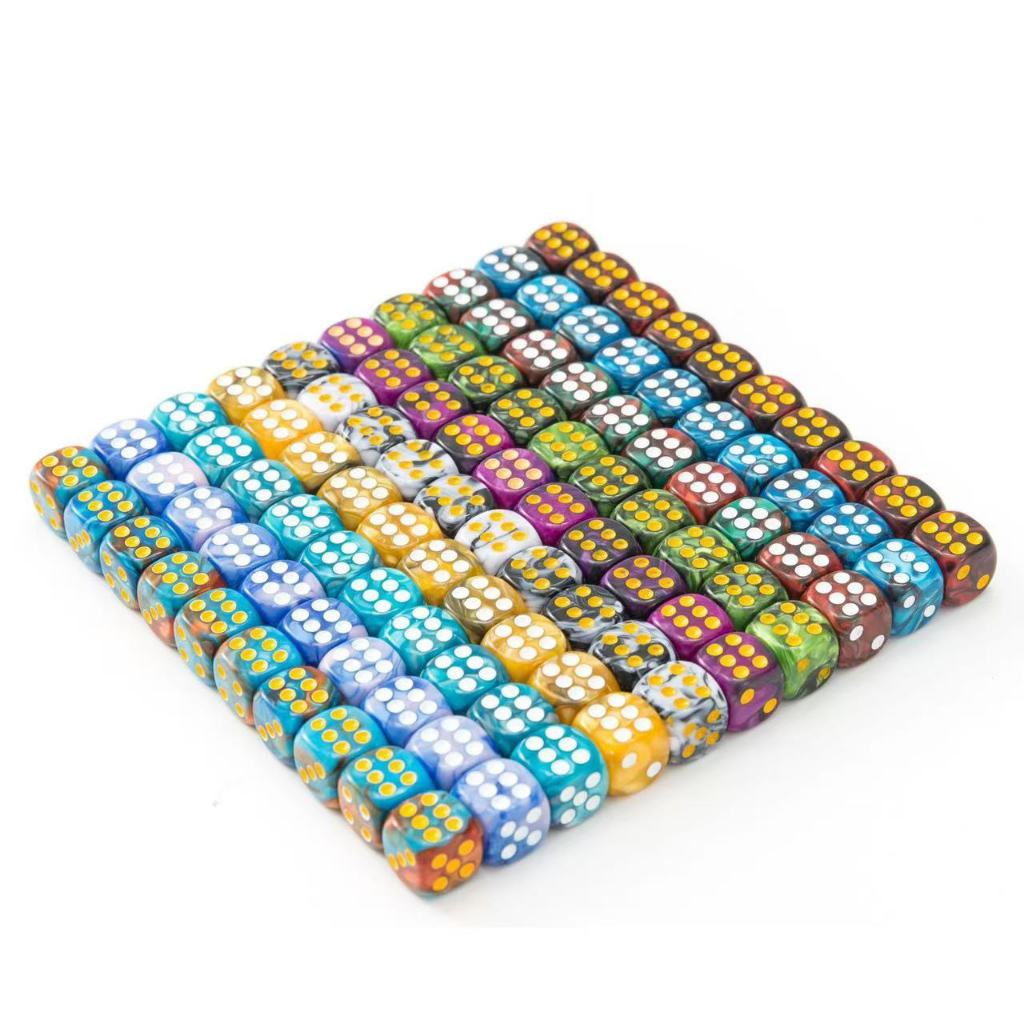 ลูกเต๋าหกด้านกลมสองสี 10 ชิ้นพร้อมซองใส่สําหรับ Tenzi, Farkle, Yahtzee, Bunco หรือสอนคณิตศาสตร์ (12 มม.) - รูปที่ 2