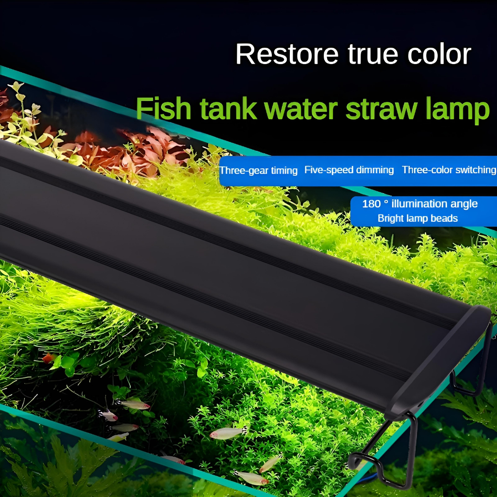 ไฟตู้ปลา LED Aquarium Light พร้อม RGB, Timer, 5 Brightness & 180° มุมกว้างสําหรับพืชตู้ปลา