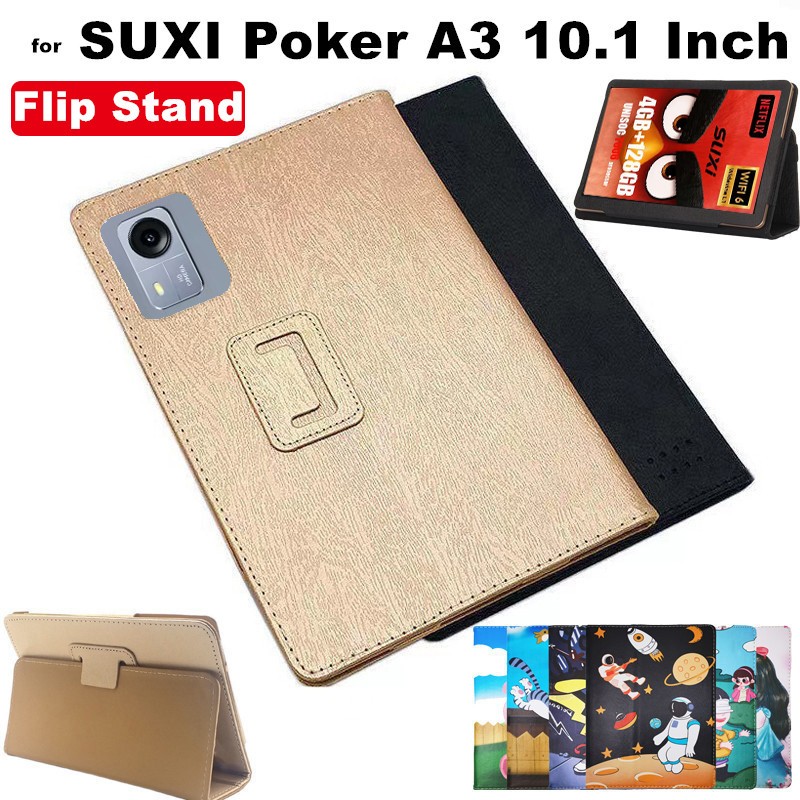 Flip Case for SUXI Poker A3 10.1 Inch Android Tablet Silk Pattern Cover Flip Foldable Stand Full Bod