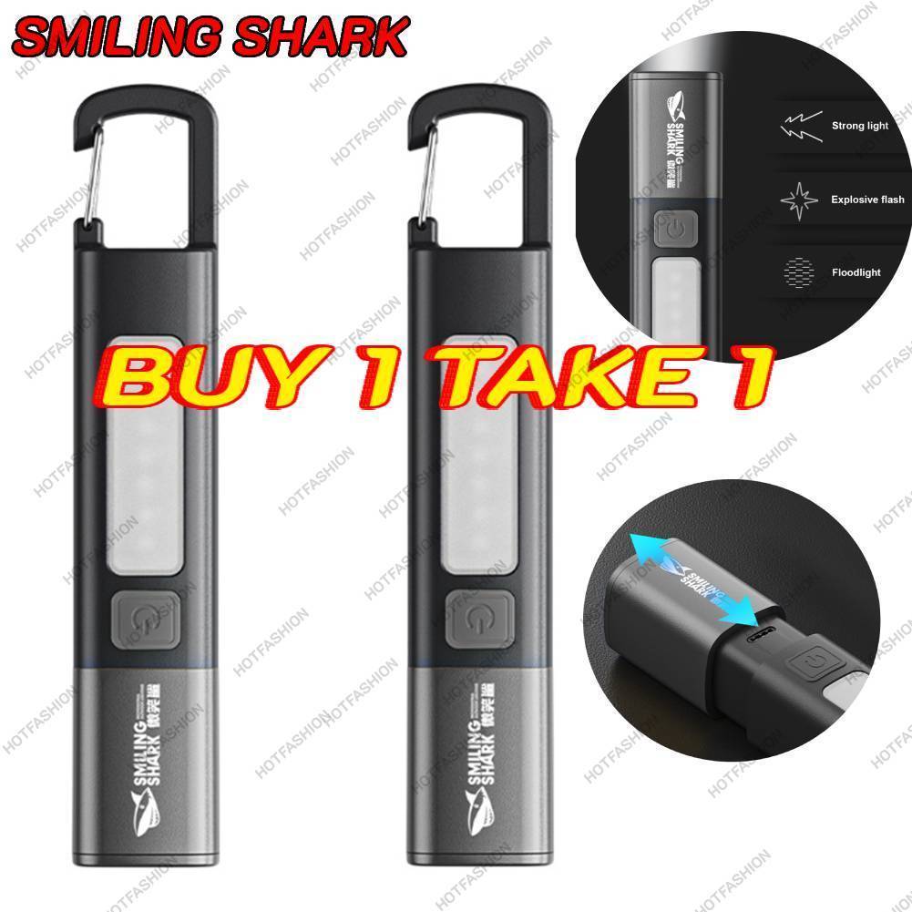 【Buy 1 Take 1】SMILING SHARK Xpe COB ไฟฉาย USB ชาร์จ Power Bank Zoomable โคมไฟสําหรับไฟดับ