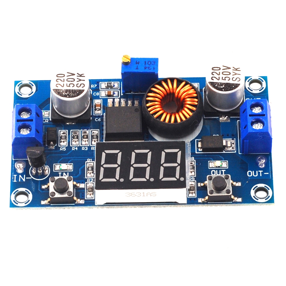 5a พลังงานสูง 75W DC-DC โมดูลสเต็ปดาวน์แบบปรับได้พร้อมจอแสดงผลโวลต์มิเตอร์ฟรีคอลัมน์ทองแดง