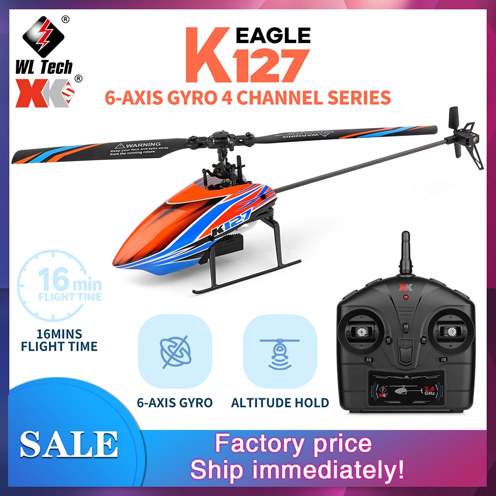 Wltoys K127 เฮลิคอปเตอร์ 2.4G 4CH 6-Aixs Gyroscope Hover ความดันอากาศคงที่ความสูงใบมีดเดี่ยว Mini RC