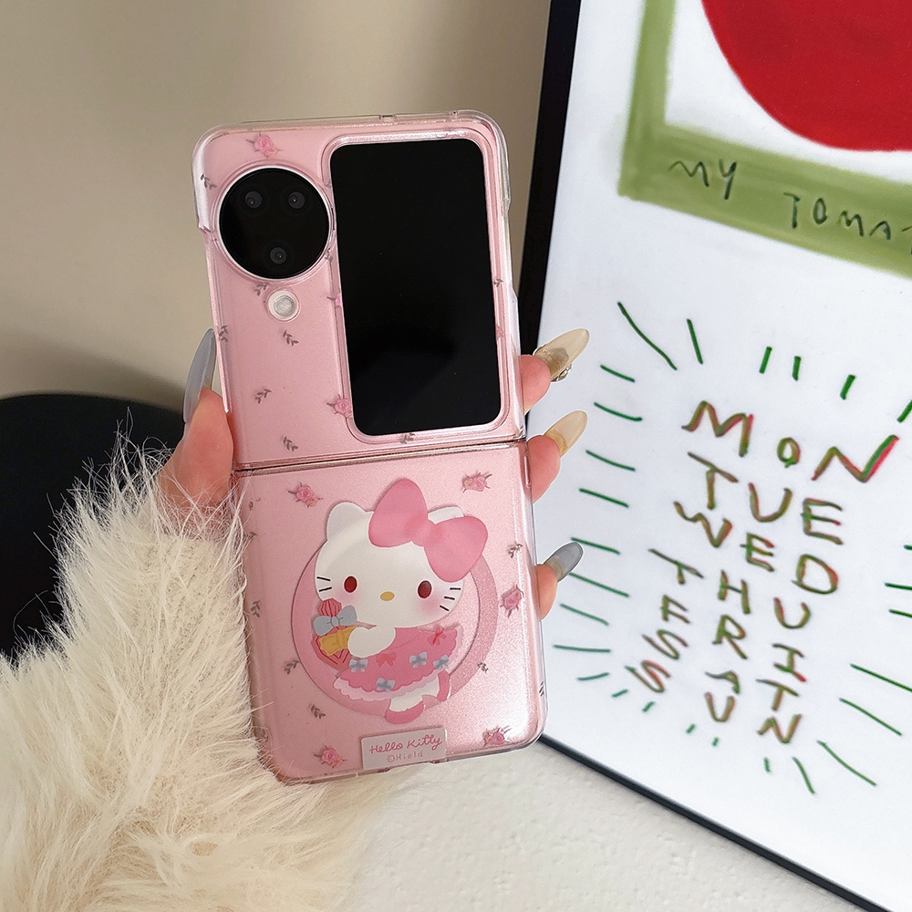 เคสโทรศัพท์แม่เหล็กแมว KT น่ารักสําหรับ Oppo Find N3 N2 Flip FindN3Flip FindN2Flip case cover