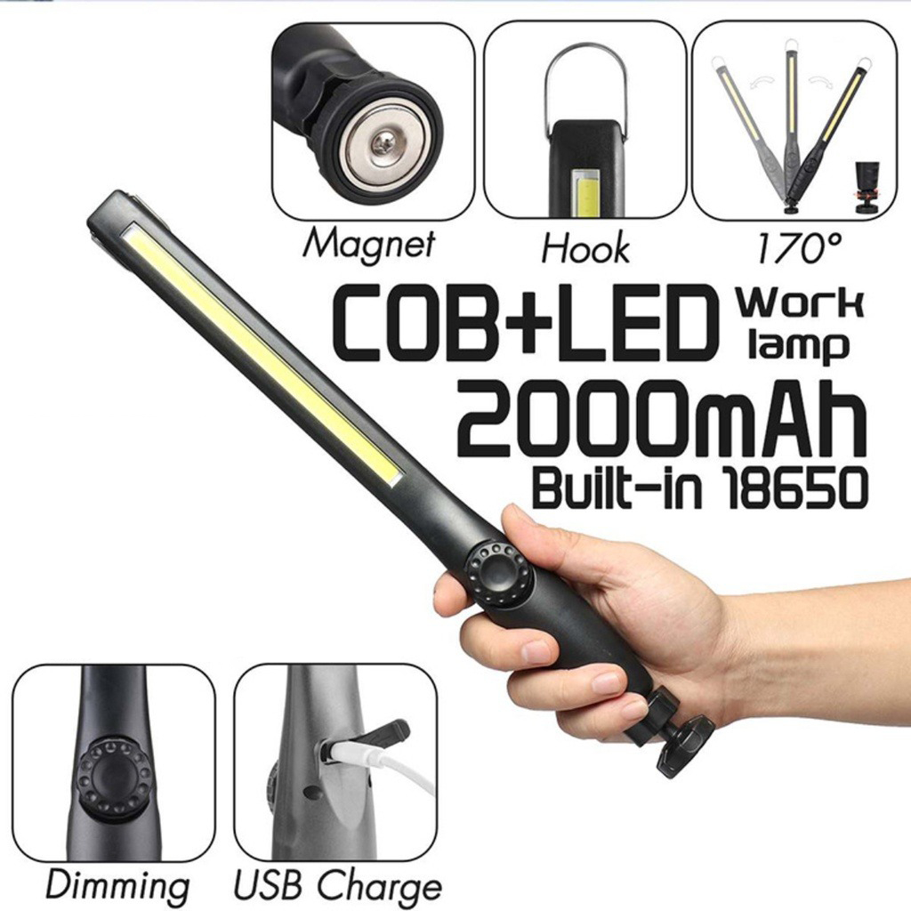 ไฟฉายฉุกเฉิน LED 360 องศา แบบแม่เหล็ก ชาร์จ Usb สําหรับตั้งแคมป์° โคมไฟตรวจสอบ led แบบพกพา สําหรับรถยนต์