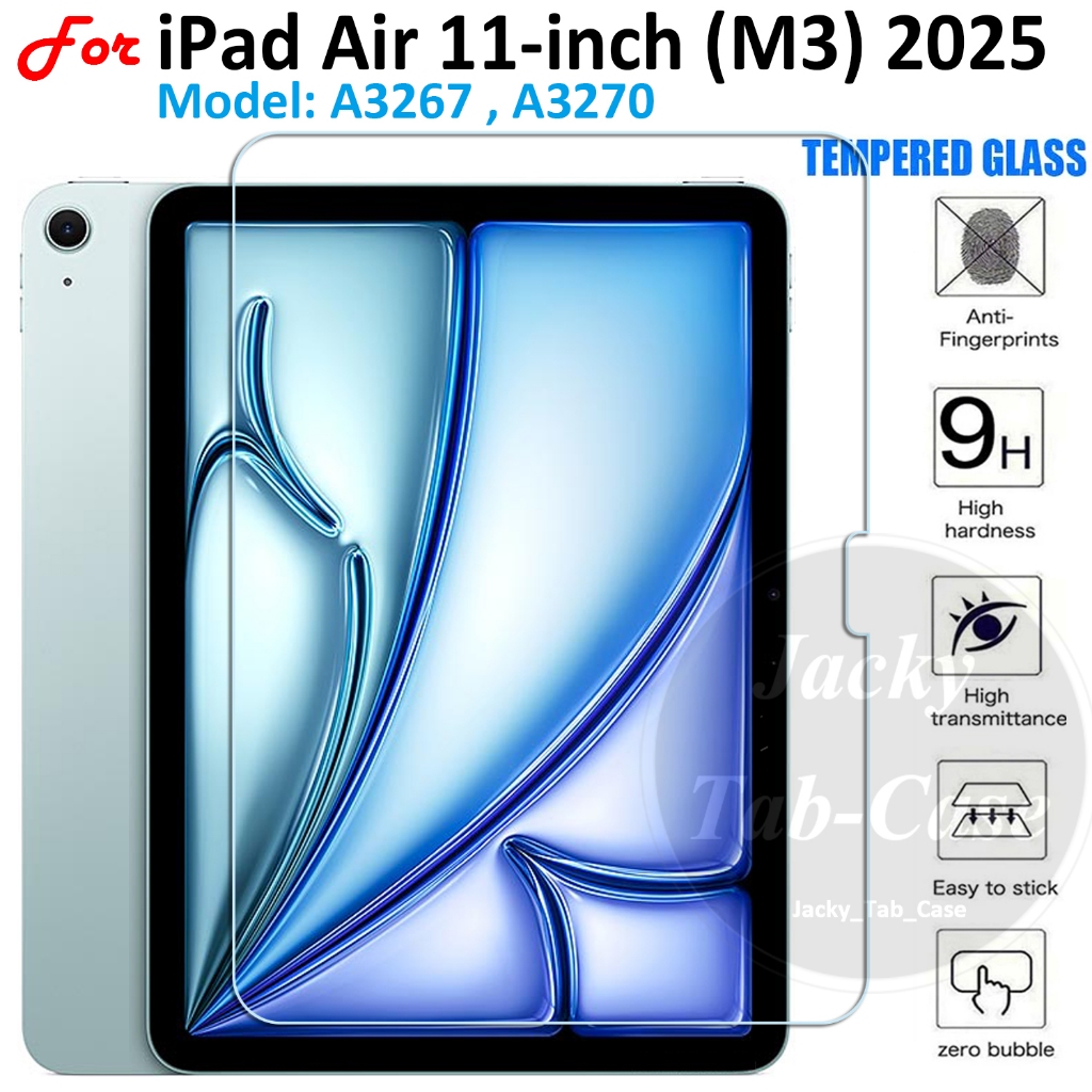 สําหรับ iPad Air 11 นิ้ว (M3) 2025 รุ่น: A3267 & A3270, ตัวป้องกันหน้าจอป้องกันรอยขีดข่วน 9H กระจกนิรภัย HD ฟิล์ม
