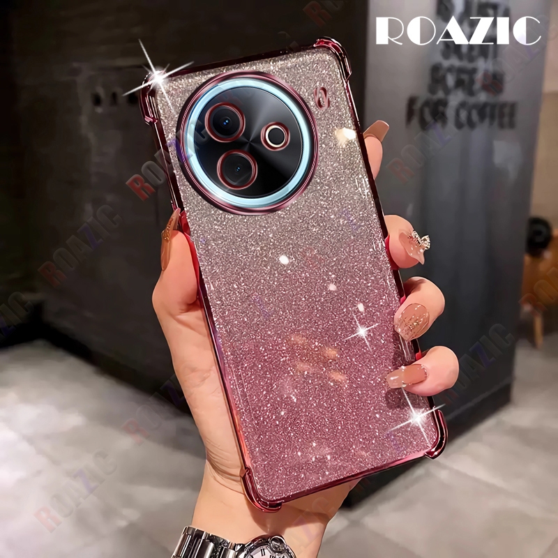 หรูหรา Electroplated Glitter สี่มุม Anti-Fall ป้องกันโทรศัพท์ปลอกสําหรับ VIVO Y39 5G Gradient ซิลิโคนใสกันกระแทกป้องกันกรณี SSF02