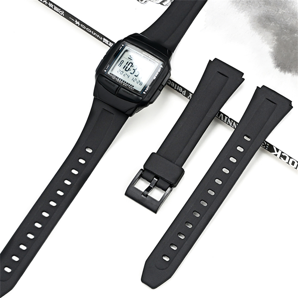 สายนาฬิกาสําหรับ F-201W F-201WA DB-36 WS-300 Matte สีดํายางสายรัดข้อมือ Premium TPU นาฬิกาอุปกรณ์เสร