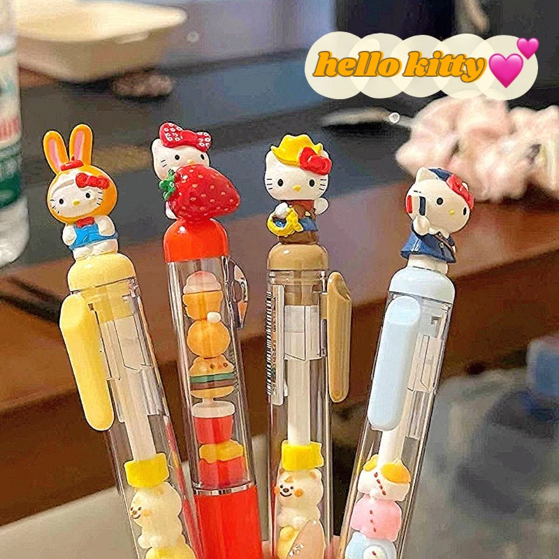 🔥ปากกาเจลซานริโอ 0.5มม. หมึกดำ เปลี่ยนแท่ง+DIYลูกปัดน่ารัก อุปกรณ์นักเรียน/ออฟฟิศ สไตล์ Y2K