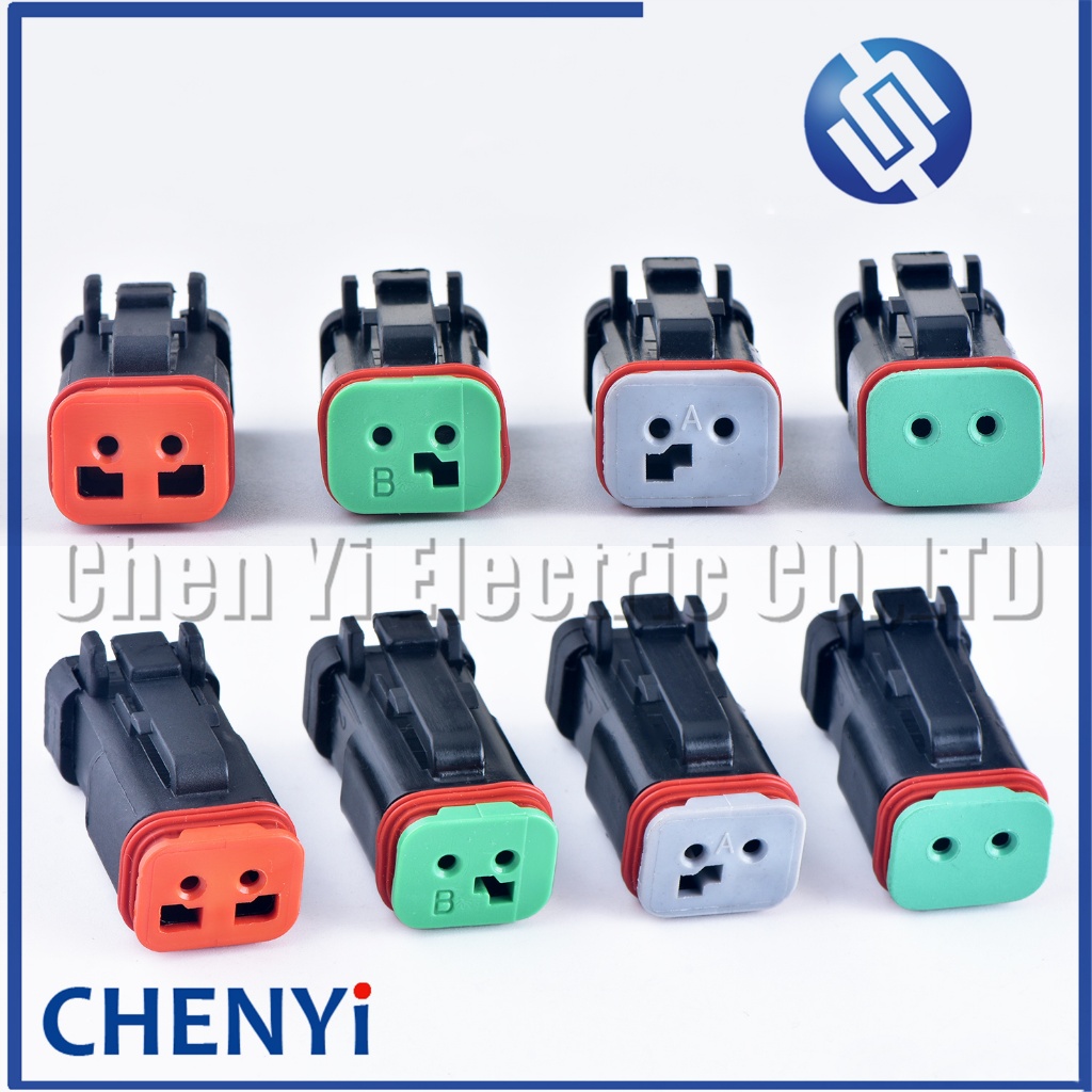 สีดํา 2 Pin excavating เครื่องจักร Heavy Industry ไฟหน้า boom light ปลั๊กสายไฟ DT06-2S DT04-2P ABCD 