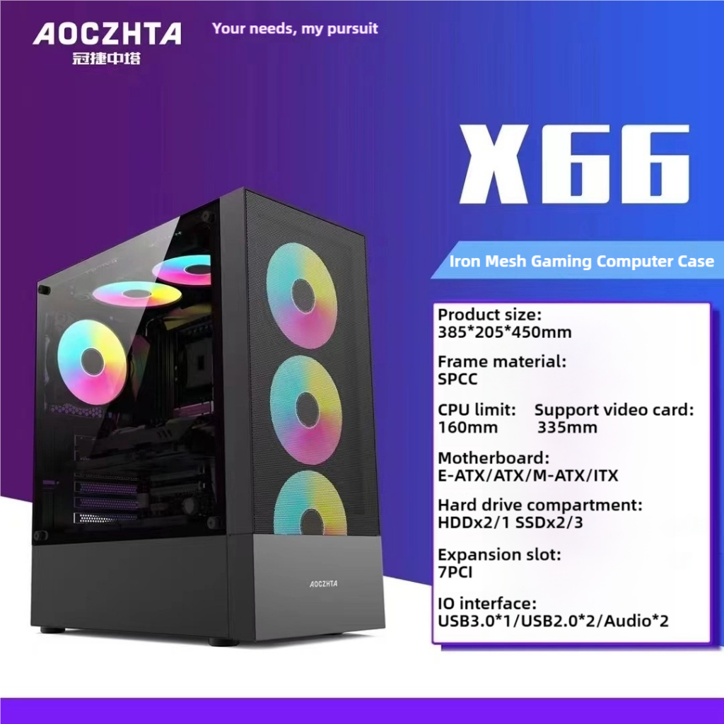 Aoczhta X66 DIY Light Sensing Game เคสคอมพิวเตอร์โปร่งใสด้านข้าง