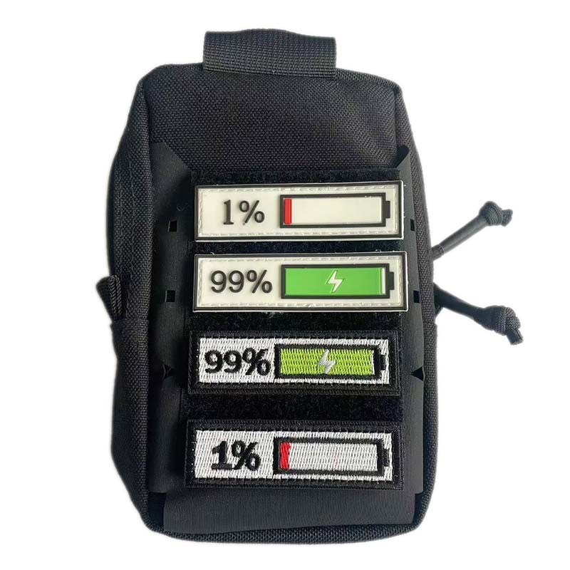 3d PVC แบตเตอรี่ Status Morale Badge 99% 1% ยุทธวิธี Patch แพทช์สําหรับเสื้อผ้า Hook และ Loop ทหารกระเป๋าเป้สะพายหลังสติกเกอร์ Appliques