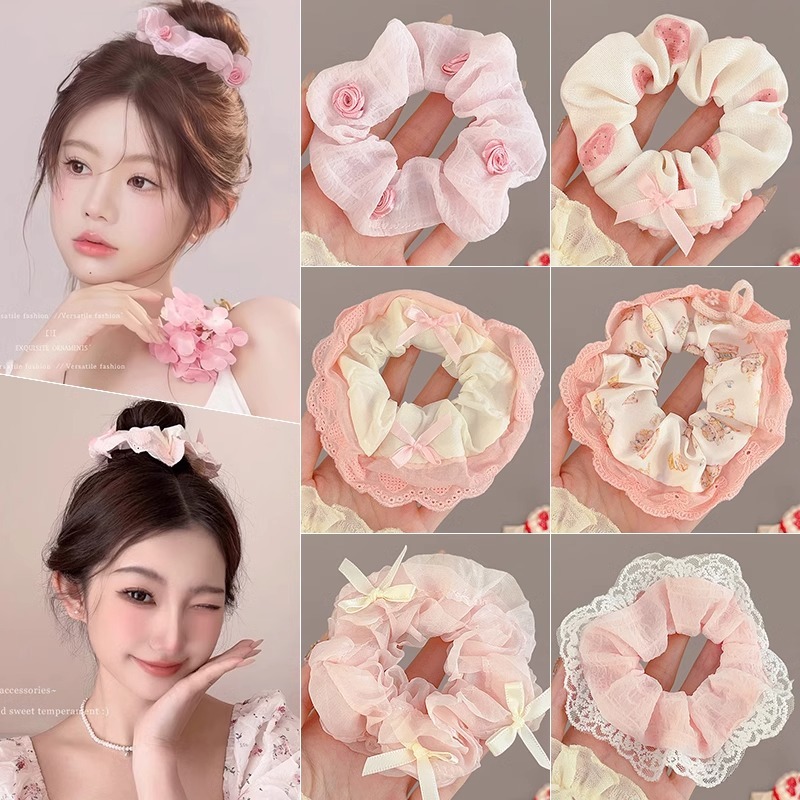 Sweet Lace Scrunchy Hair Tie หญิง 2026 สไตล์ใหม่ High-value Hair Tie Bow Headdress