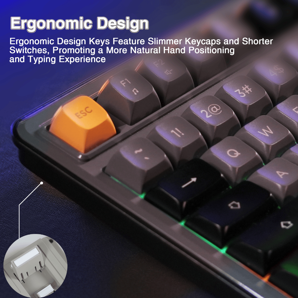 Solakaka SK90 คีย์บอร์ดเมมเบรนไร้สาย 90 คีย์ RGB Tri-Mode Bluetooth5.0/2.4G/USB-C รองรับแบบมีสาย Office Gaming - รูปที่ 6