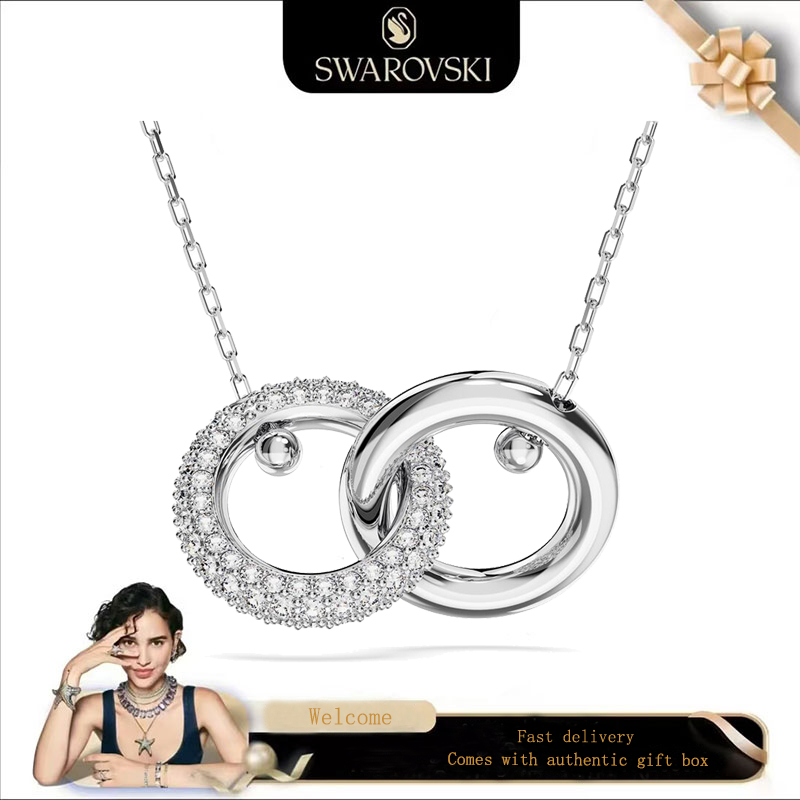 Swarovski (ใหม่) สร้อยคอแฟชั่นผู้หญิง S925 เงินสเตอร์ลิงแหวนประสานเพชรสีขาว Dextera จี้สร้อยคอของขวัญวันวาเลนไทน์ของขวัญวันเกิด