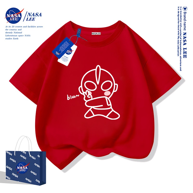 เสื้อยืดแขนสั้นสำหรับเด็กสไตล์อเมริกัน เนื้อผ้าฝ้ายนุ่มสบายผิว ฤดูร้อนรุ่นใหม่ปี 2025 ลายอัลตร้าแมน - รูปที่ 2