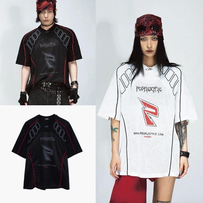 Asrv อเมริกันเรซซิ่งสไตล์เสื้อยืดแห้งเร็วกีฬาฤดูร้อนระบายอากาศหลวมย์