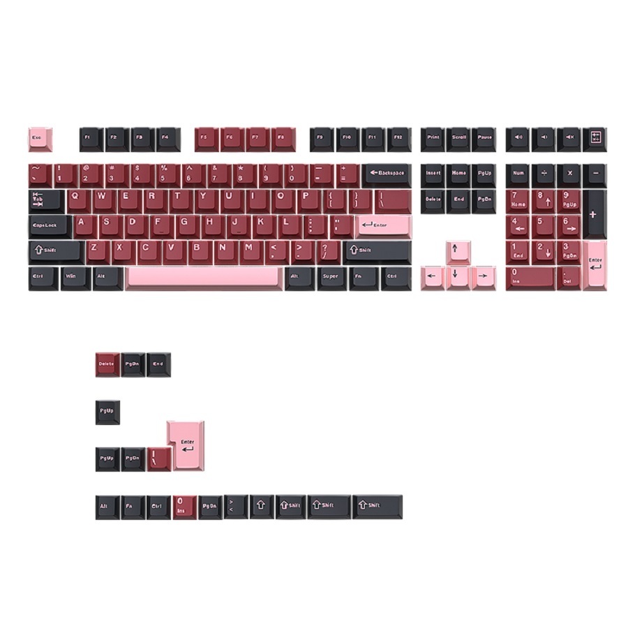 YMDK 126 คีย์ Red Samurai Double Shot Cherry Profile PBT Custom Keycaps เหมาะสําหรับ 61/68/84/87/98/