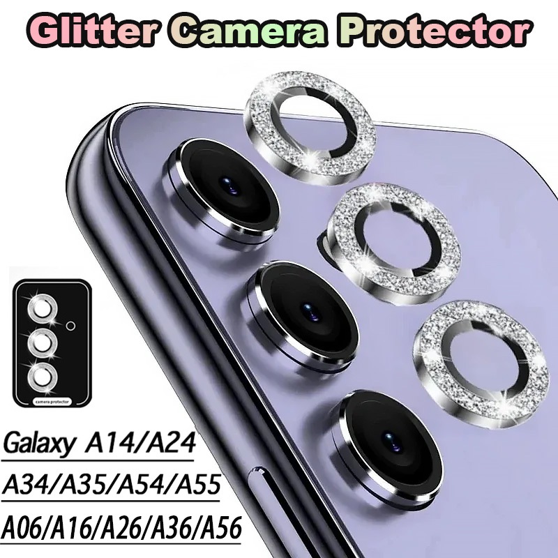 สําหรับ Samsung Galaxy A06 A16 A26 A36 A56 A14 A24 A34 A35 A54 A55 5G Gitter กล้องป้องกันแหวนเลนส์โลหะแหวนฝาครอบกรณี