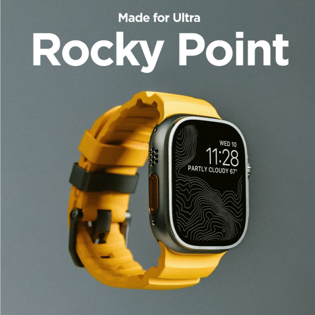 Nomad Rocky Point FKM Fluororubber Strap สําหรับ iWatch Ultra 2 49mm Series 10 46mm Watchband ทนทานก