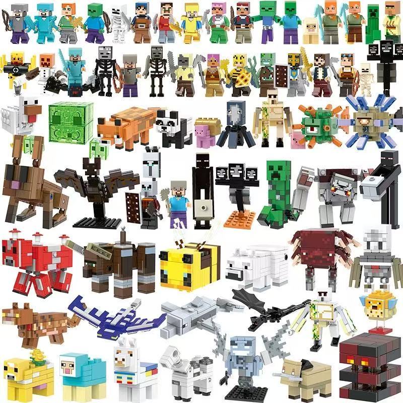 Minecraft Action Figure Redstone Golem Creeper Mooshroom Zombie Wither Ender Dragon ของเล่นคอลเลกชันบล็อกอาคารสําหรับเด็ก